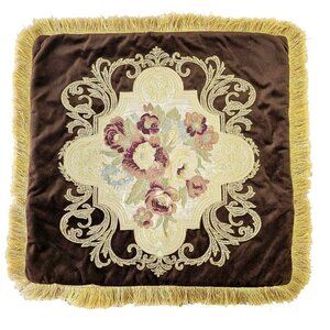 Alerfa Rose Flowers Throw Pillow Cover 20" Sq Luxury Velvet Tasseled Zip Close